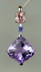 Amethyst & sapphire pendant in rose & white gold