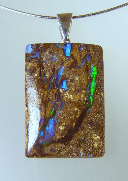 Boulder opal pendant - 68.28ct Queensland boulder opal pendant with silver bail 22 x 34mm