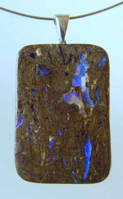 Boulder opal pendant - 79.28ct Queensland boulder opal pendant with silver bail 27 x 38mm