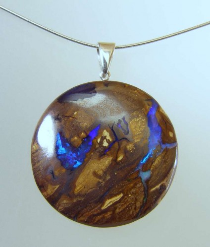 Boulder opal pendant - 79.72ct Queensland boulder opal pendant with silver bail 35 x 35mm
