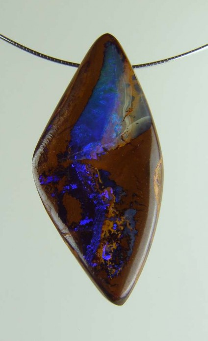 Boulder opal pendant - 62.44ct boulder opal bead 4.6 x 2.2cm