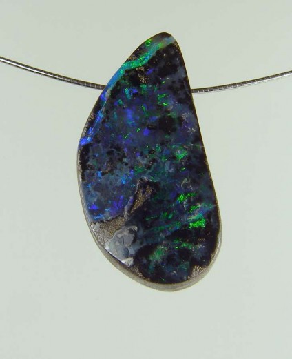 Boulder opal pendant - 37.55ct boulder opal bead 3.2 x 1.6cm