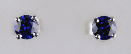 4mm sapphire earstuds in 9ct white gold - 0.67ct round cut royal blue sapphires mounted in 9ct white gold earstuds. Sapphires are 4mm in diameter.
