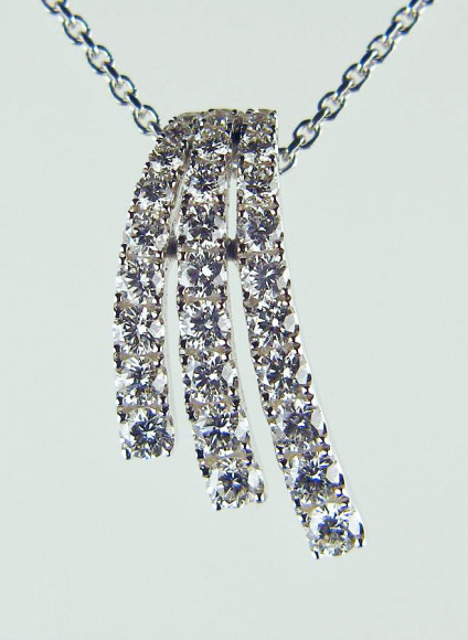 Diamond pendant - 0.94ct round brilliant cut white diamonds in 18ct white gold. This item is in our 20 year anniversary sale and now costs only £1832.5 including 18ct gold chain 