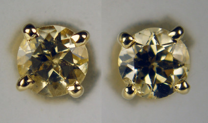 Golden topaz earstuds in 9ct yellow gold - 5mm round golden topaz pair set in 9ct yellow gold earstuds