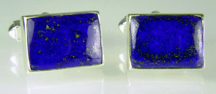 Lapis lazuli cufflinks in silver - 19.6ct Afghan lapis lazuli rectangular cabochons set as cufflinks in silver. These cufflinks are in our 20 year anniversary sale and now costs £142.50. 