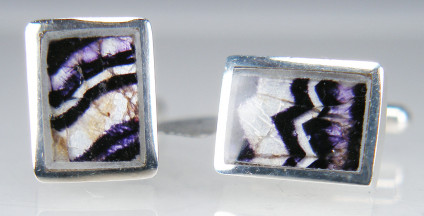 Blue John Cufflinks in silver - Derbyshire Blue John cufflinks in silver