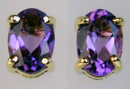 Amethyst oval earstuds in 9ct yellow gold - Amethyst oval earstuds in 9ct yellow gold