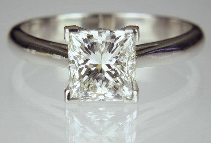 2ct Princess Cut Diamond Solitaire - H colour VS1 clarity princess cut diamond with GIA certificate, mounted in handmade platinum ring