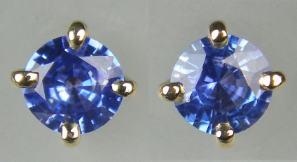 4.5mm round sapphire earstuds in 9ct yellow gold - 0.78ct round brilliant cut sapphires set in 9ct yellow gold. The earstuds are 4.5mm in diameter.
